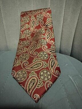 Jos. A. Bank Burgundy and Gold Paisley Silk Tie
